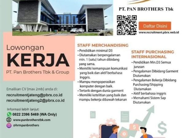 Karir Akuntansi - Staff Merchandising - Purchasing PT Pan Brother Tbk