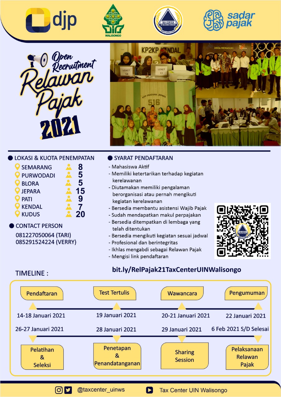 Tax Center FEBI UIN Walisongo Open Recruitment Relawan Pajak 2021