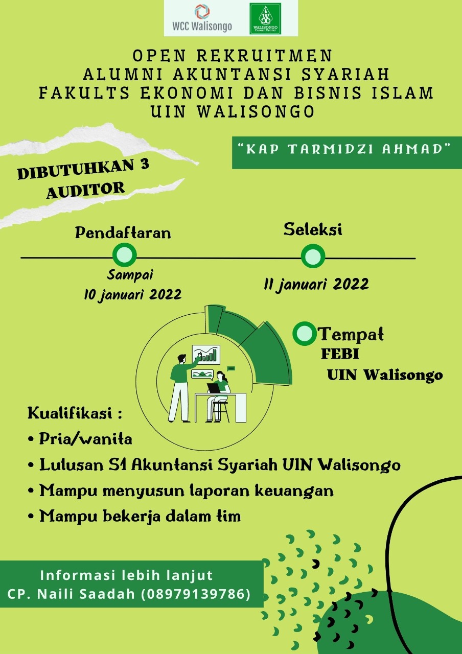 KAP  TARMIZI ACHMAD GANDENG WALISONGO CAREER CENTER  REKRUT PEGAWAI DARI  ALUMNI AKUNTANSI SYARIAH