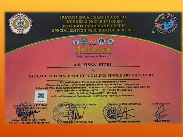 Mahasiswi Prodi Manajemen FEBI UIN Walisongo Juara II  Indonesia Paku Bumi Open International Championship – Special Edition Paku Bumi Open X 2022