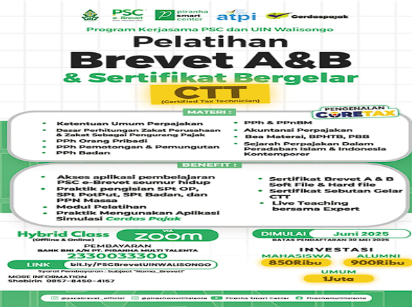 Siapkan SDM Pajak Profesional, PSC dan UIN Walisongo Gelar Pelatihan Brevet A&B Bergelar CTT