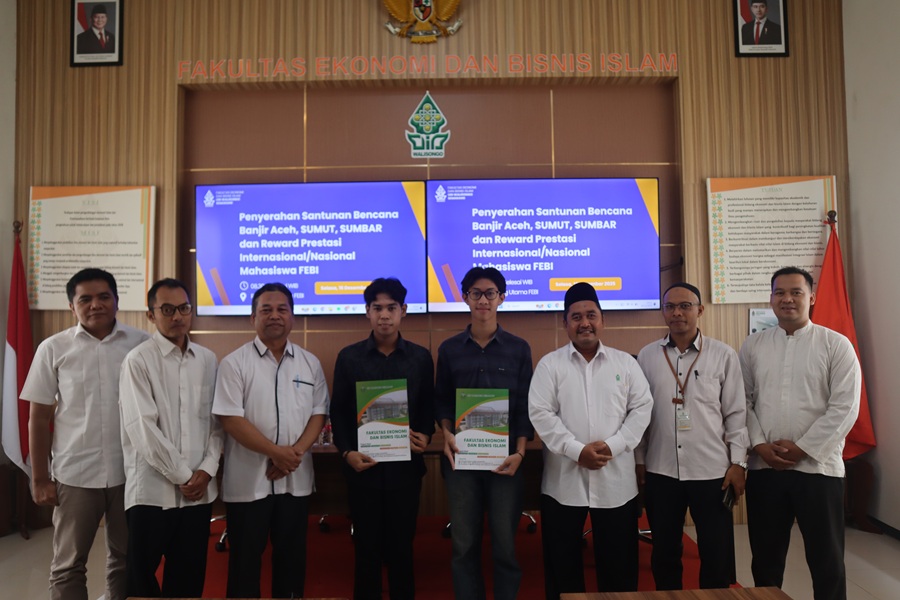 Penyerahan Santunan Bencana Banjir Aceh, SUMUT, SUMBAR dan Reward Prestasi Internasional/Nasional Mahasiswa FEBI